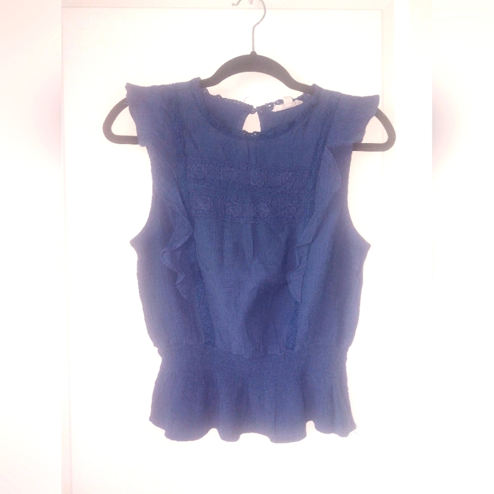 " E& M"Elegant Navy Blue Women's Top Size: M